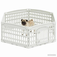 6 Panel Dog Playpen Plastic White without Roof and Base 122 cm 40 cm 106.5 cm
