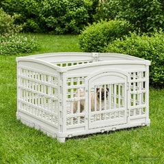 4 Panel Dog Playpen Plastic White with Base 177.5 cm 112 cm 154.5 cm