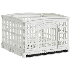 4 Panel Dog Playpen Plastic White with Base 177.5 cm 112 cm 154.5 cm
