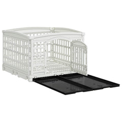 4 Panel Dog Playpen Plastic White with Base 177.5 cm 112 cm 154.5 cm