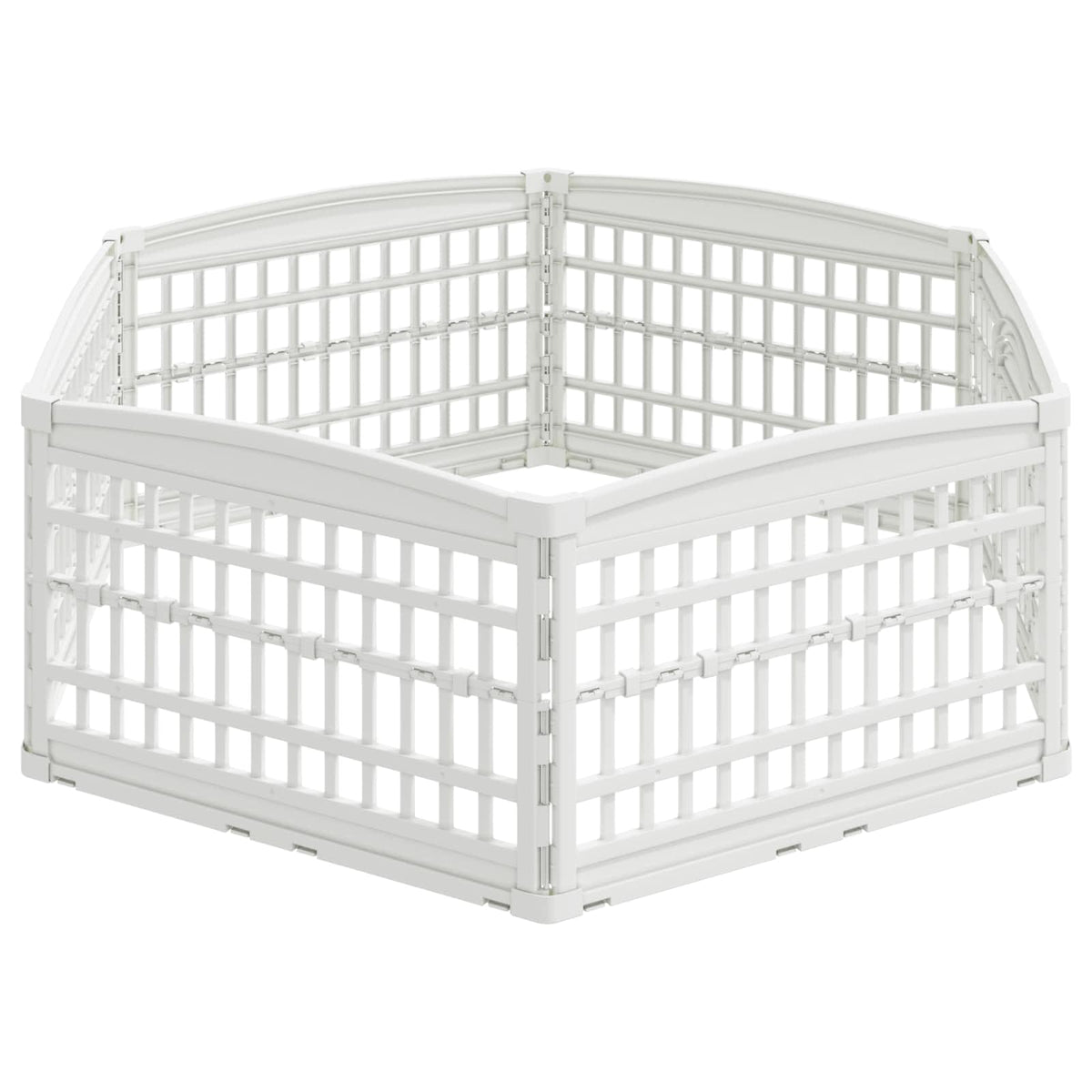 6 Panel Dog Playpen Plastic White without Roof and Base 177.5 cm 58 cm 154.5 cm