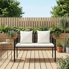 vidaXL Outdoor Benches 2 -Seater 116 x 56 x 75 cm Poly Rattan 3