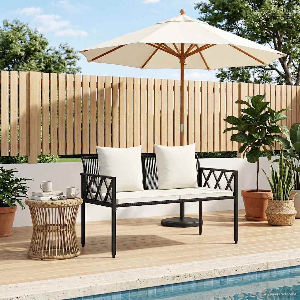 vidaXL Outdoor Benches 2 -Seater 116 x 56 x 75 cm Poly Rattan 1
