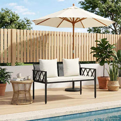 vidaXL Outdoor Benches 2 -Seater 116 x 56 x 75 cm Poly Rattan 1