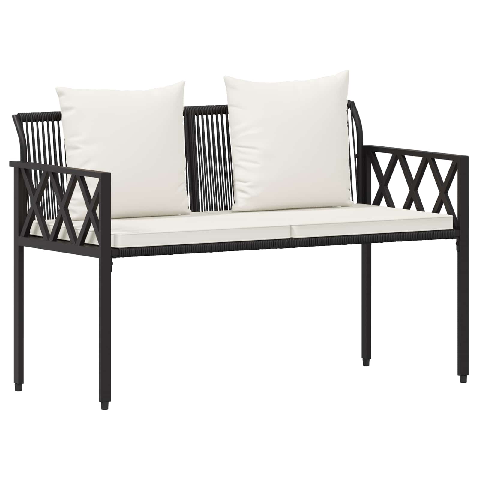 vidaXL Outdoor Benches 2 -Seater 116 x 56 x 75 cm Poly Rattan 2