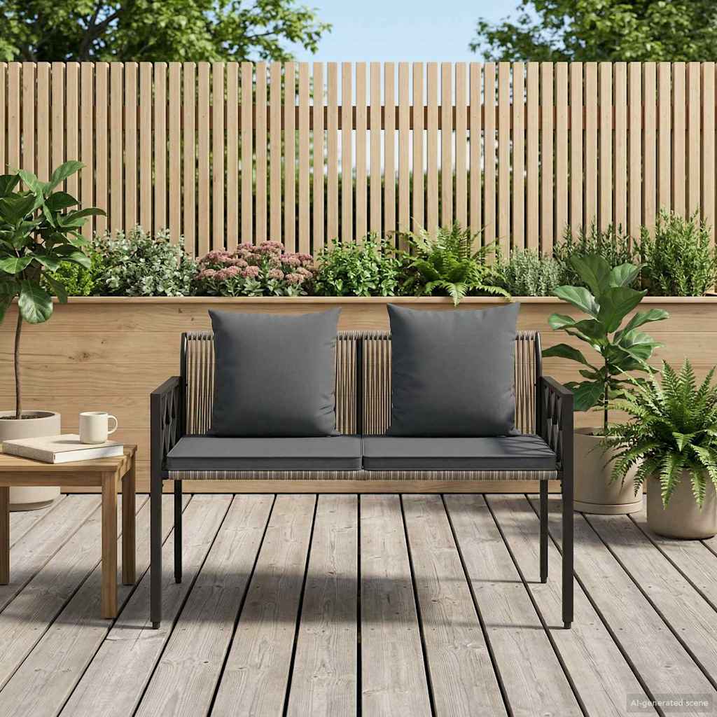 vidaXL Outdoor Benches 2 -Seater 116 x 56 x 75 cm Poly Rattan 3