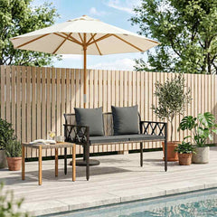 vidaXL Outdoor Benches 2 -Seater 116 x 56 x 75 cm Poly Rattan 1