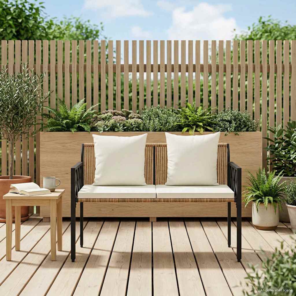 vidaXL Outdoor Benches 2 -Seater 116 x 56 x 75 cm Poly Rattan 1