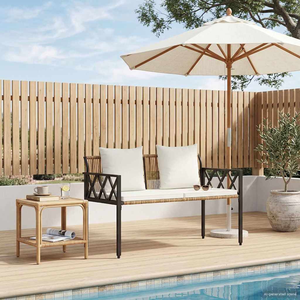 vidaXL Outdoor Benches 2 -Seater 116 x 56 x 75 cm Poly Rattan 3