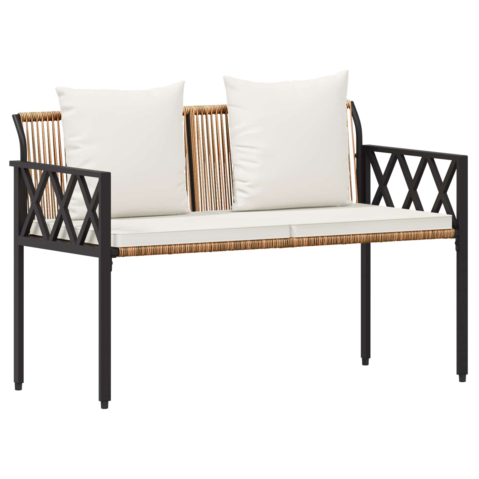 vidaXL Outdoor Benches 2 -Seater 116 x 56 x 75 cm Poly Rattan 2