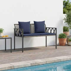 vidaXL Outdoor Benches 2 -Seater 116 x 56 x 75 cm Poly Rattan 1