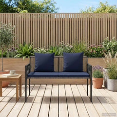 vidaXL Outdoor Benches 2 -Seater 116 x 56 x 75 cm Poly Rattan 3