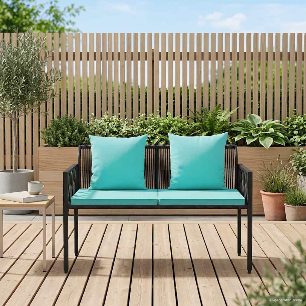 vidaXL Outdoor Benches 2 -Seater 116 x 56 x 75 cm Poly Rattan 3