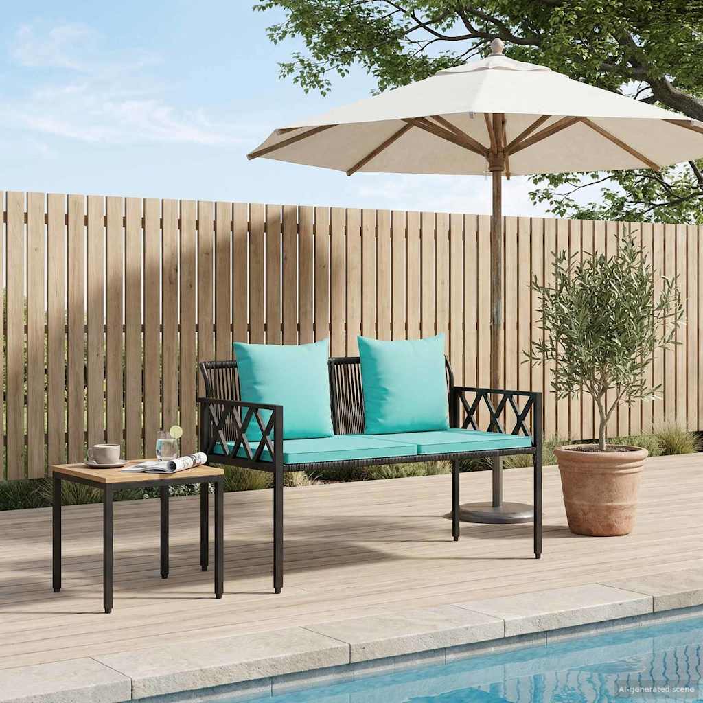 vidaXL Outdoor Benches 2 -Seater 116 x 56 x 75 cm Poly Rattan 1