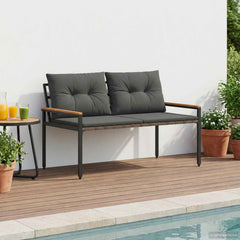 vidaXL Outdoor Bench 2 -Seater 116 x 67.5 x 72 cm Poly Rattan 1