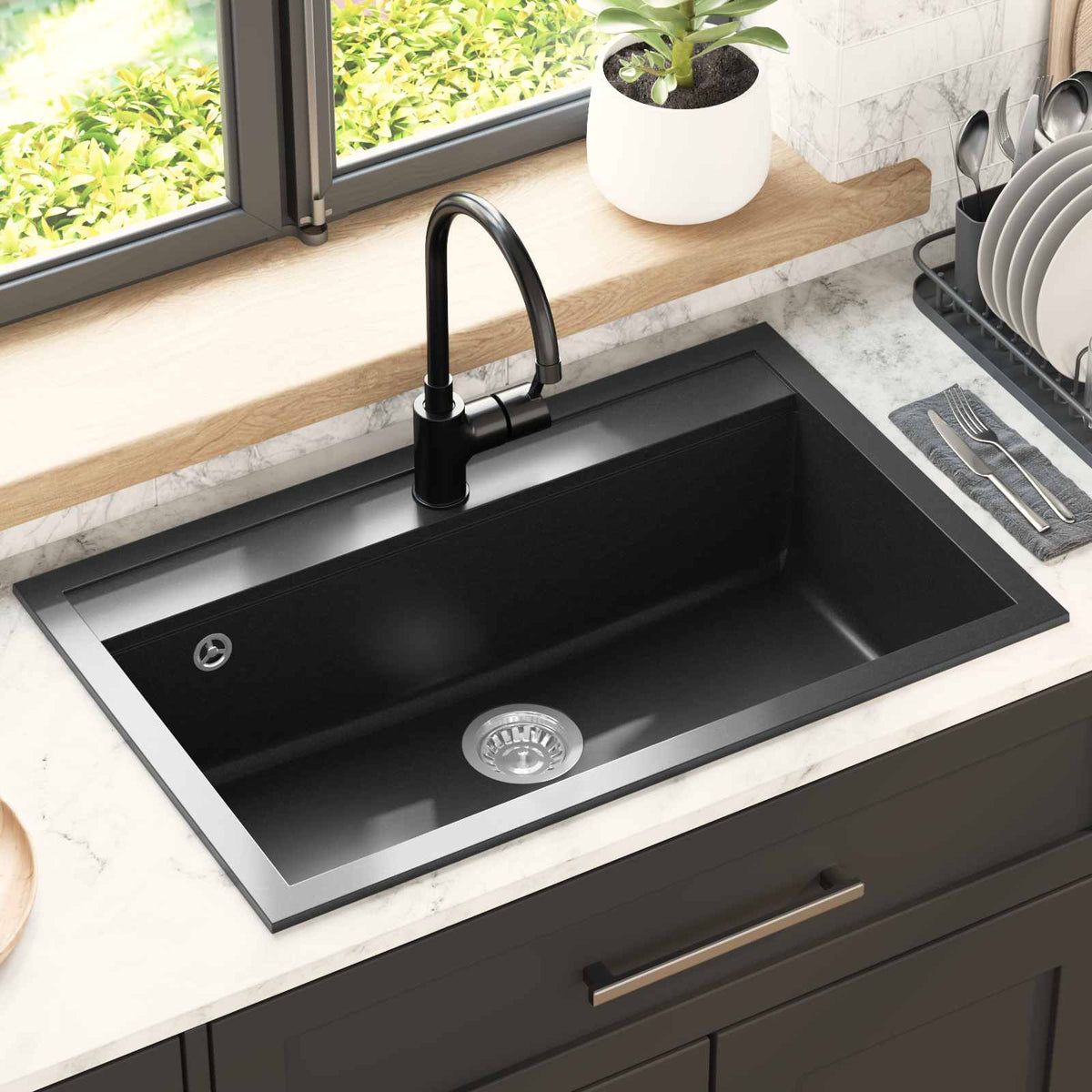 Sink Granite Black 795 mm 505 mm