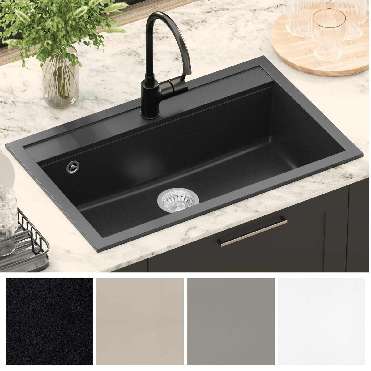Sink Granite Black 795 mm 505 mm
