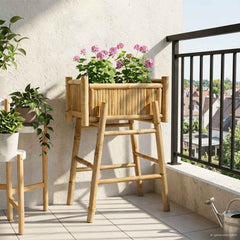 Garden Planter With Holder Natural 50 x 38 x 74 cm Bamboo A-shaped frame 50 cm