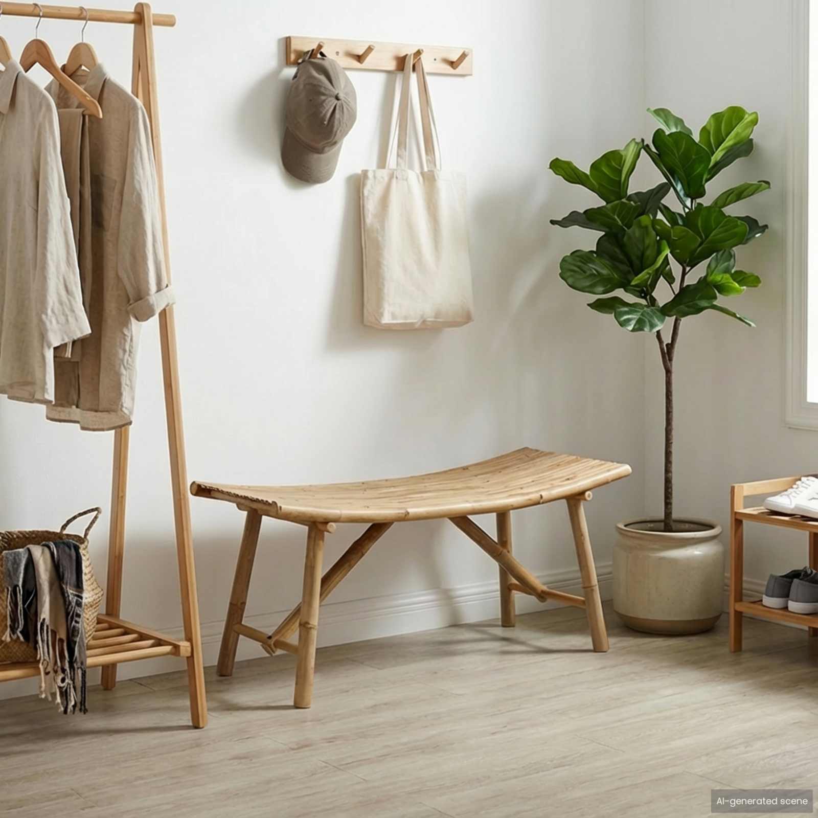 vidaXL Garden Bench 110 x 45 x 50 cm Bamboo Natural Rectangular 1