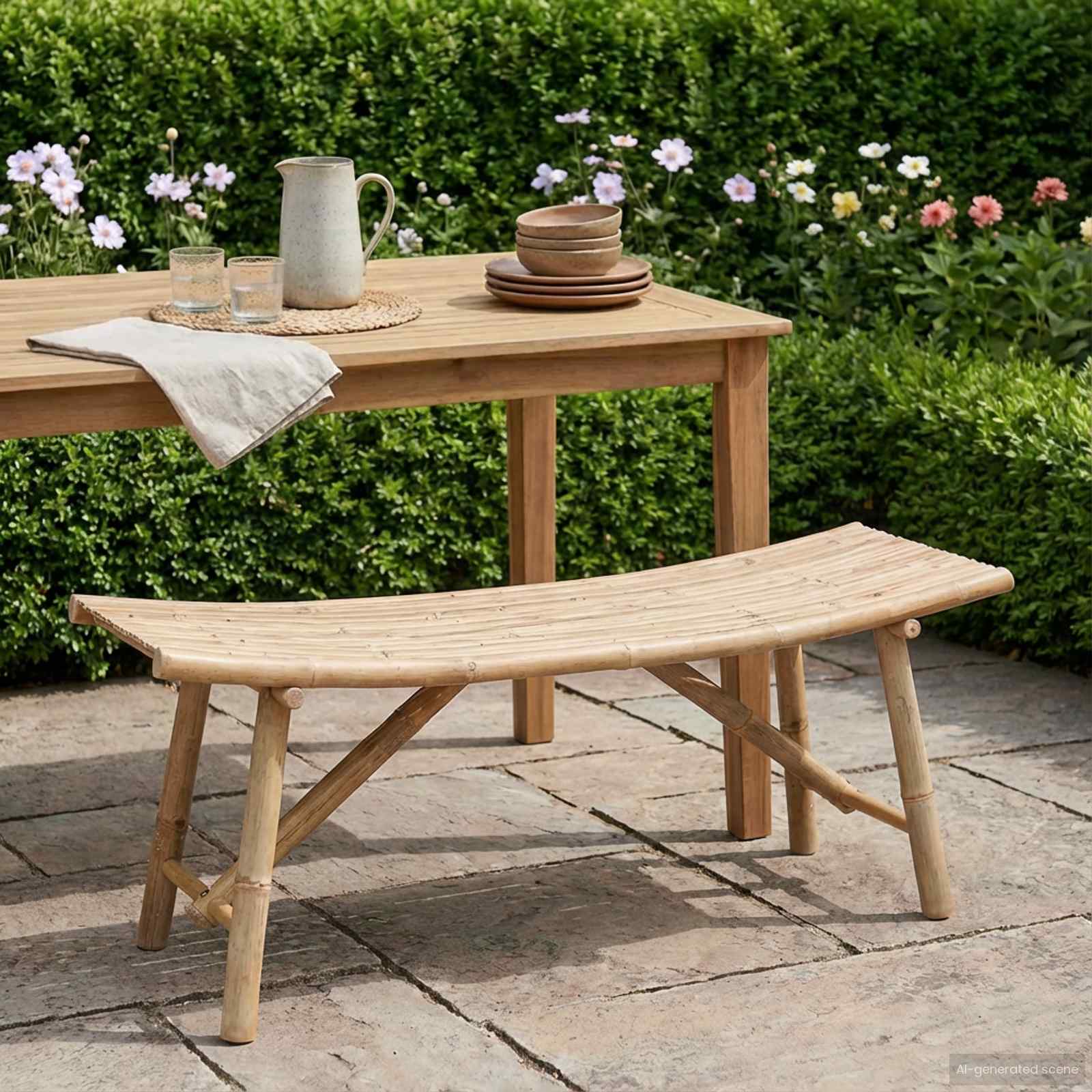 vidaXL Garden Bench 110 x 45 x 50 cm Bamboo Natural Rectangular 3