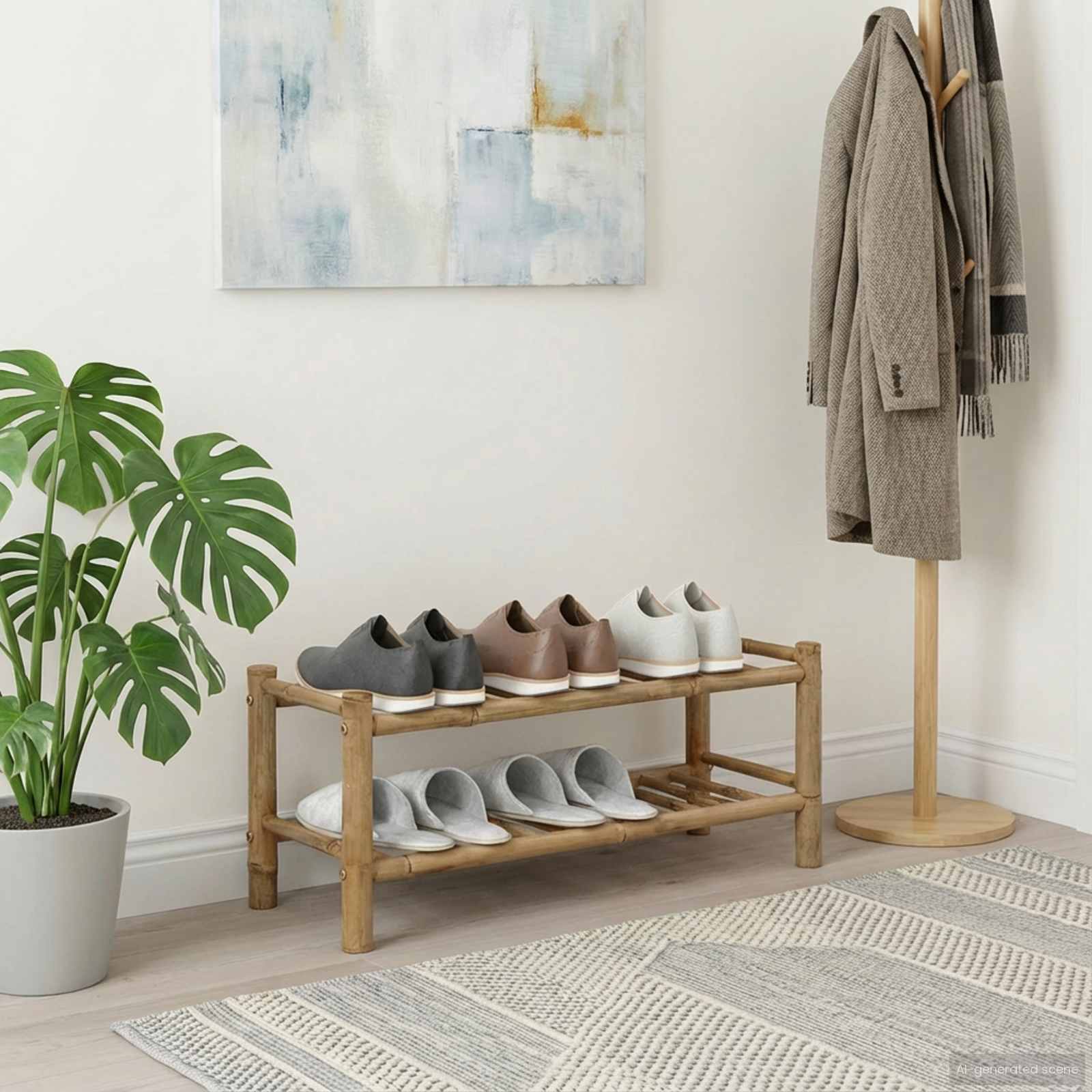 vidaXL Shoe Rack 68 x 28 x 30 cm Bamboo Natural 1