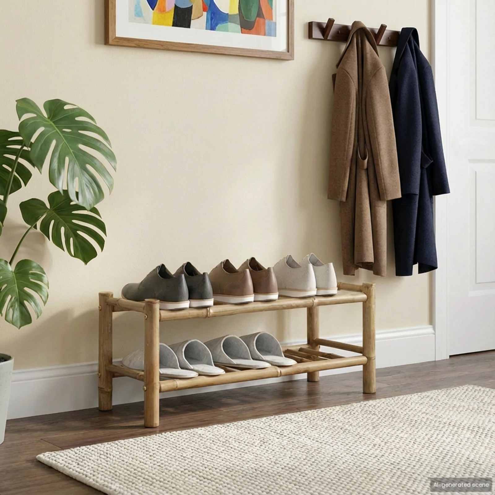vidaXL Shoe Rack 68 x 28 x 30 cm Bamboo Natural 3