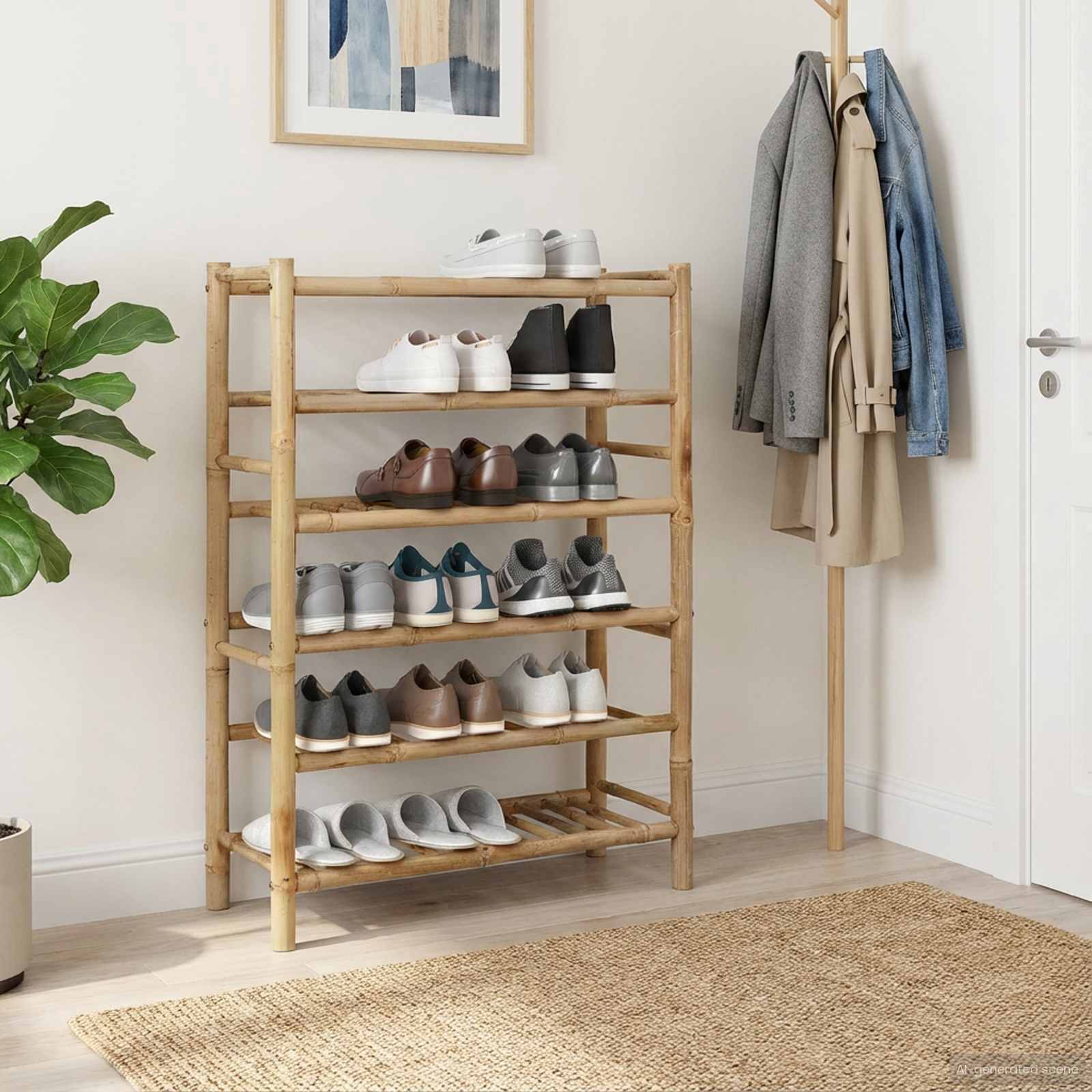 vidaXL Shoe Rack 68 x 28 x 96 cm Bamboo Natural 1