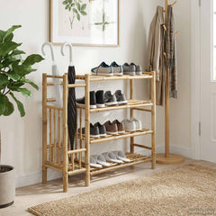 vidaXL Shoe Rack 88 x 27 x 80 cm Bamboo Natural 1