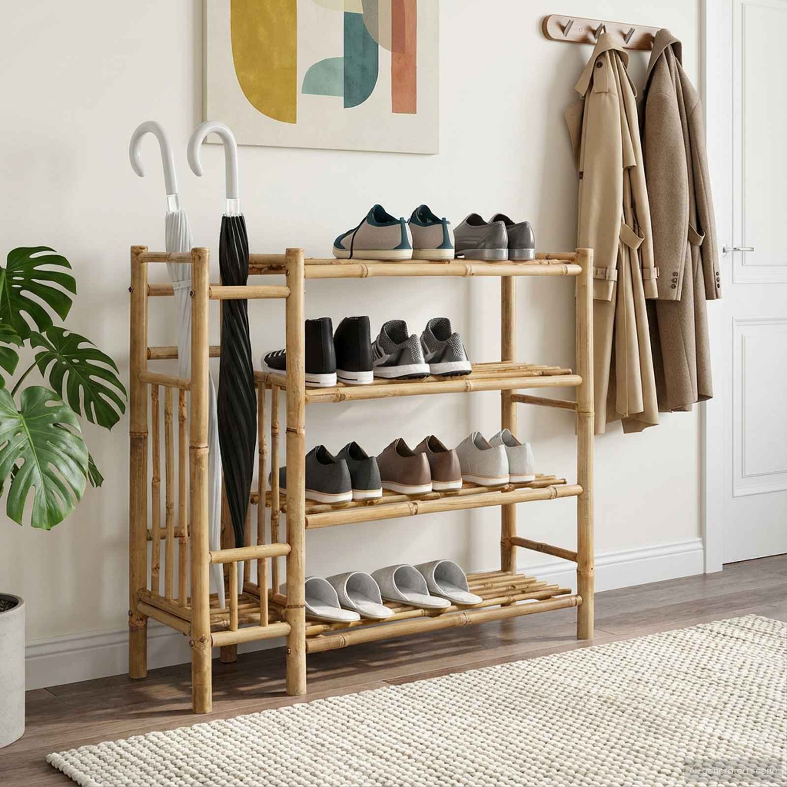 vidaXL Shoe Rack 88 x 27 x 80 cm Bamboo Natural 3