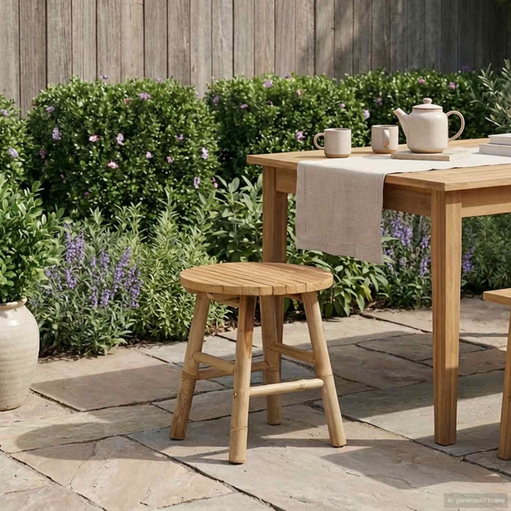vidaXL Garden Stool Natural Ø 38 x 42 cm Bamboo 3