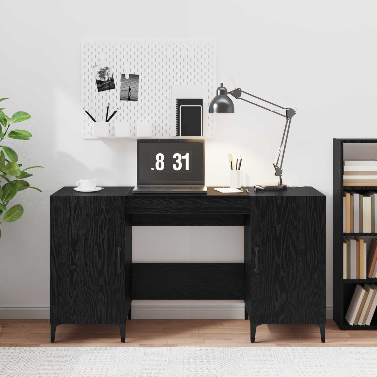 Desk 140x50x75 cm Engineered Wood Black oak