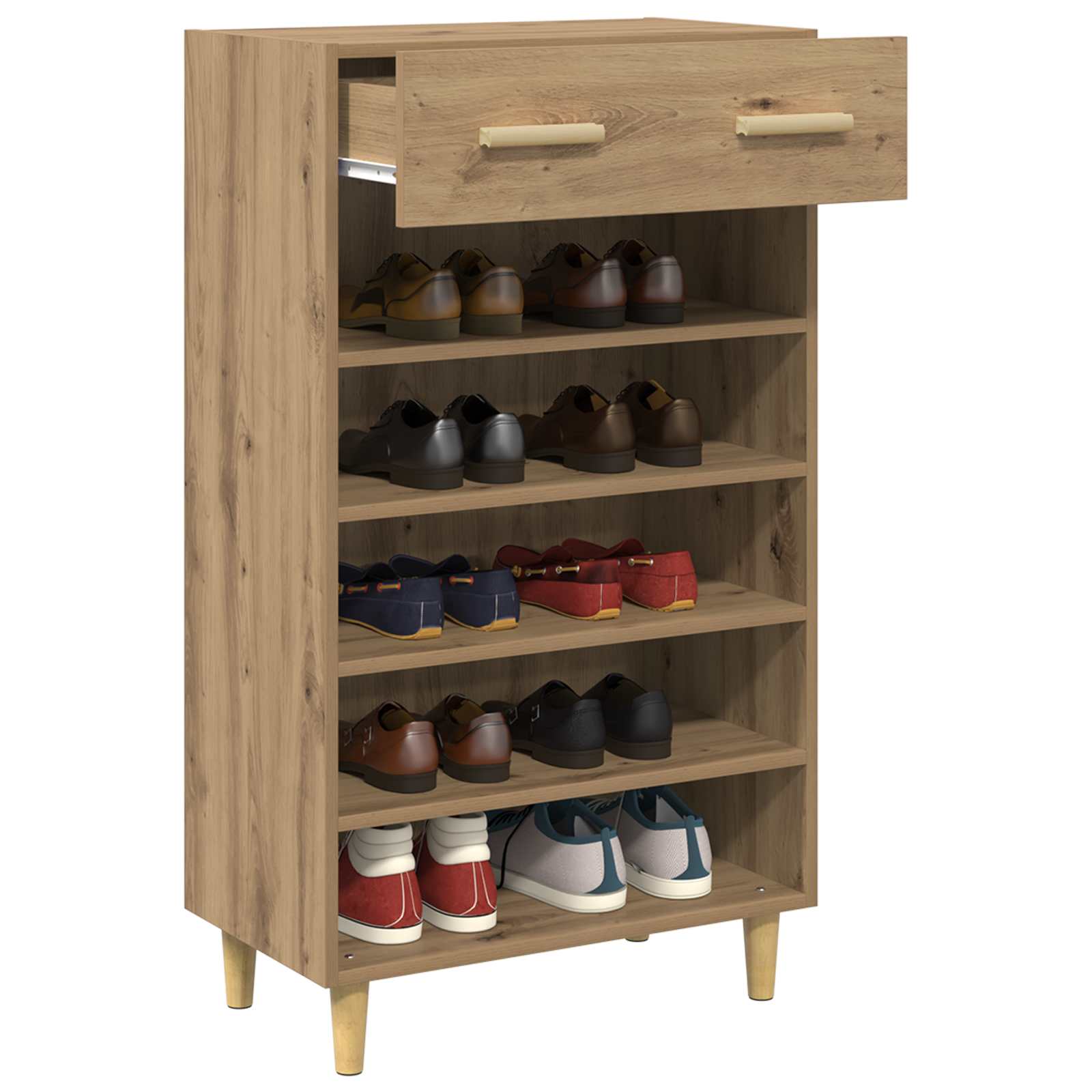 vidaXL Shoe Cabinet 60 x 35 x 105 cm Engineered Wood Artisian Oak 4
