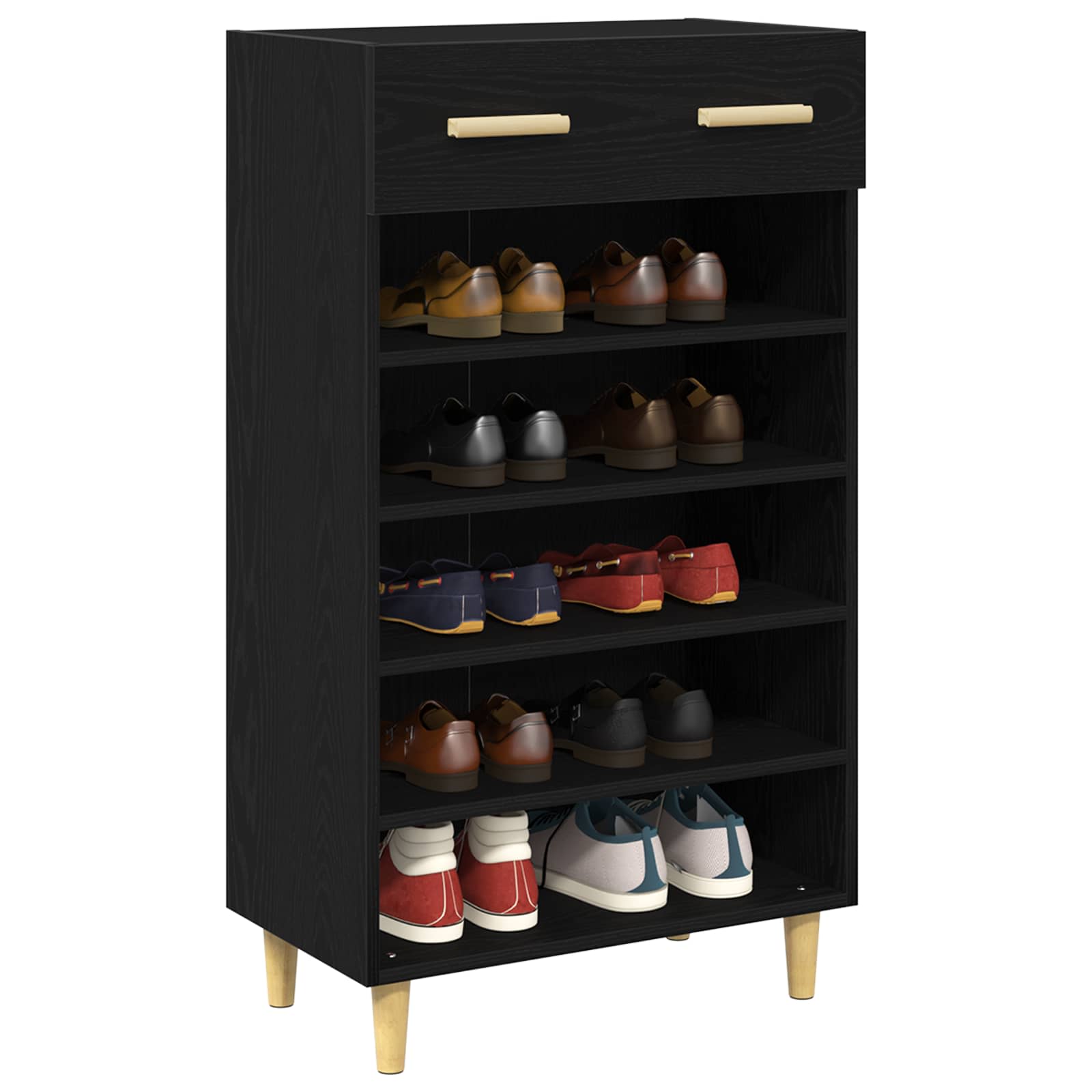 vidaXL Shoe Cabinet 60 x 35 x 105 cm Engineered Wood Black Oak 3
