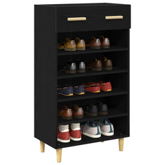vidaXL Shoe Cabinet 60 x 35 x 105 cm Engineered Wood Black Oak 3