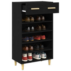 vidaXL Shoe Cabinet 60 x 35 x 105 cm Engineered Wood Black Oak 4