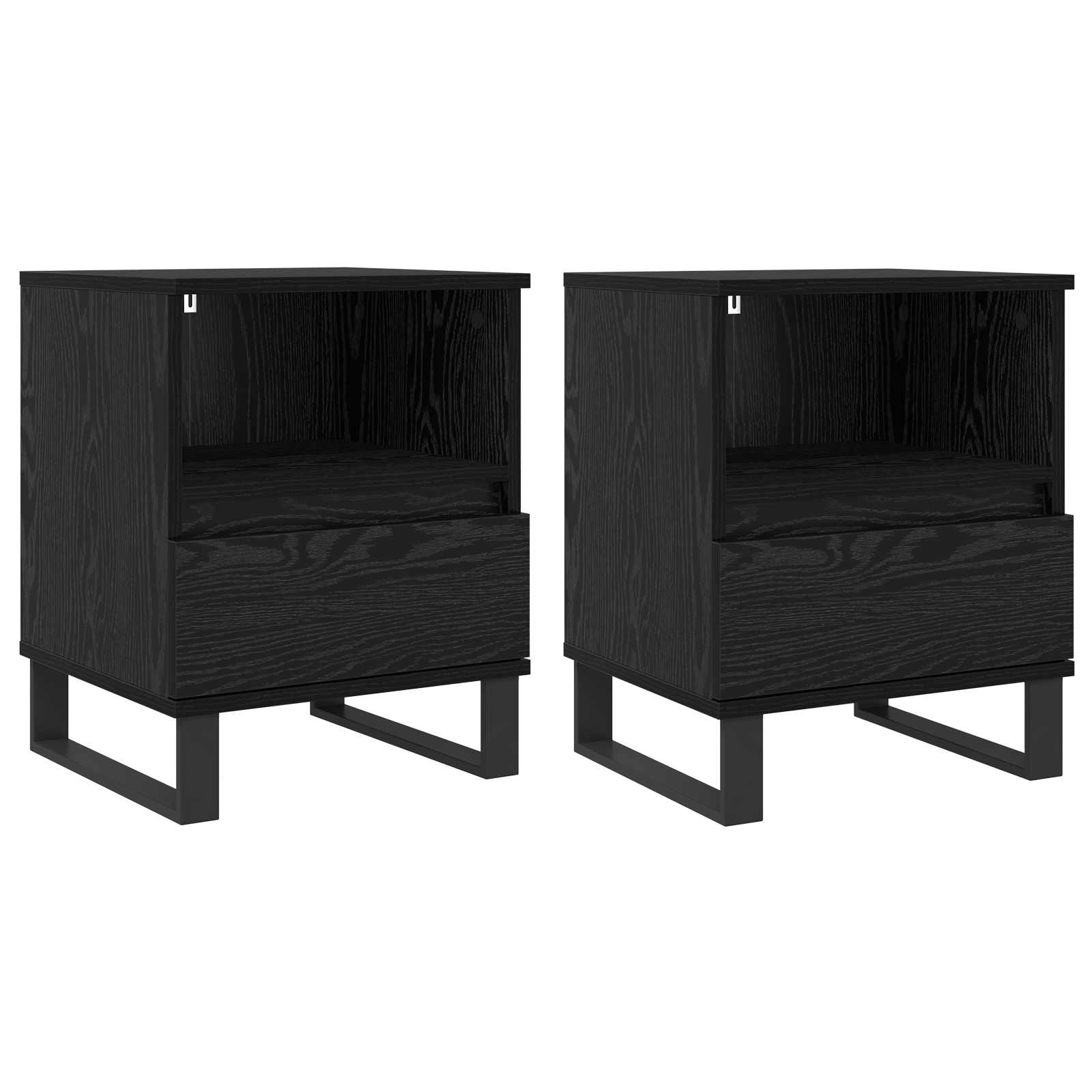 vidaXL Bed Cabinet Black Oak 40 x 35 x 50 cm Engineered Wood 2
