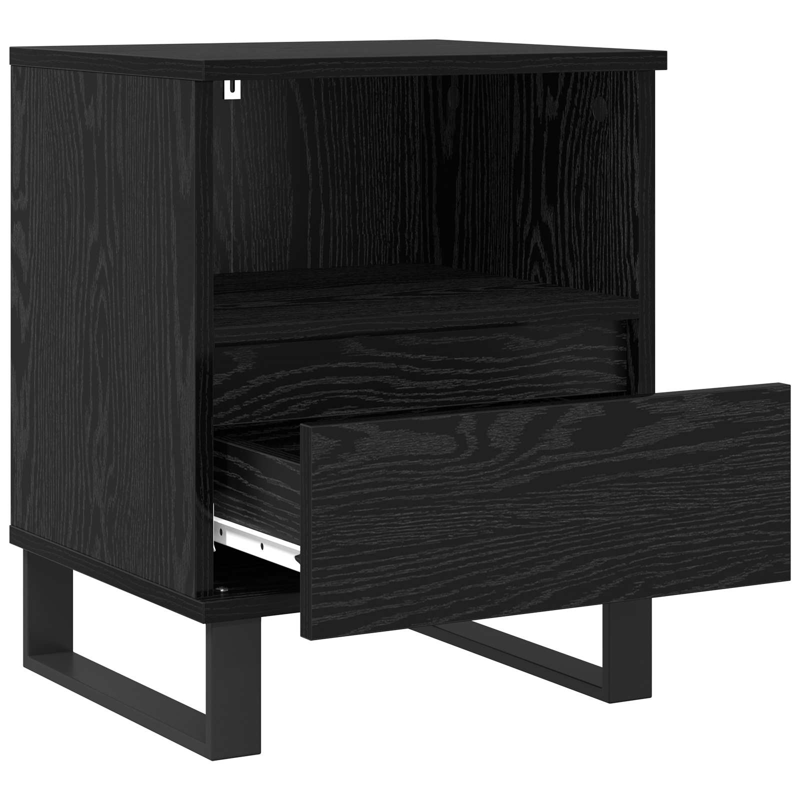 vidaXL Bed Cabinet Black Oak 40 x 35 x 50 cm Engineered Wood 5