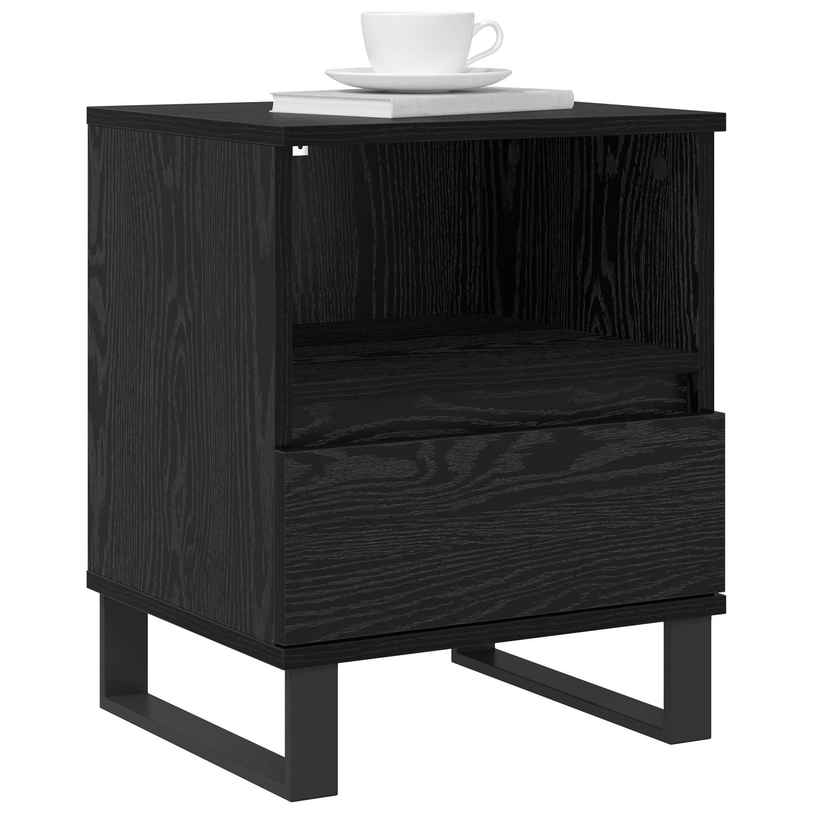 vidaXL Bed Cabinet Black Oak 40 x 35 x 50 cm Engineered Wood 3