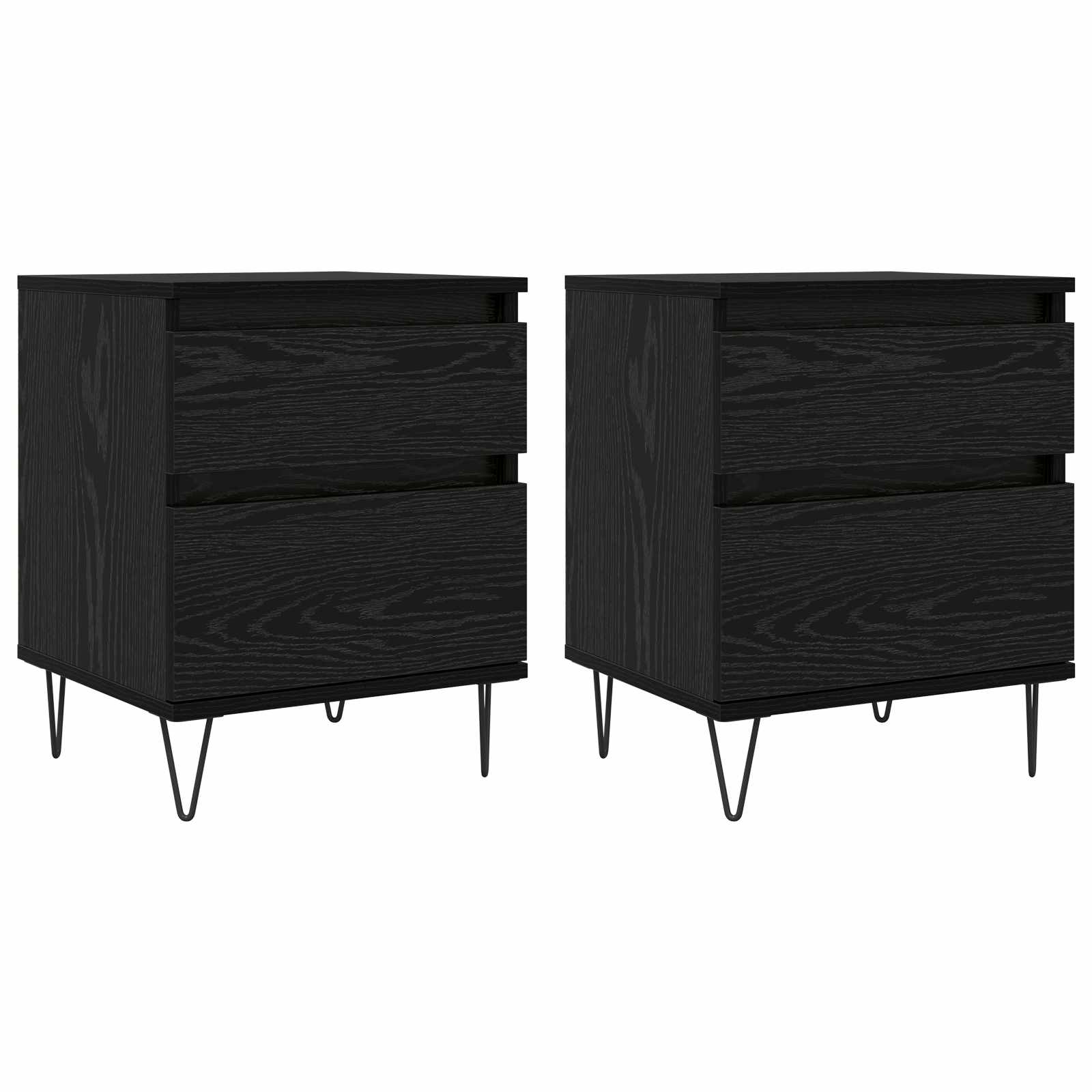 vidaXL Bed Cabinet Black Oak 40 x 35 x 50 cm Engineered Wood 2