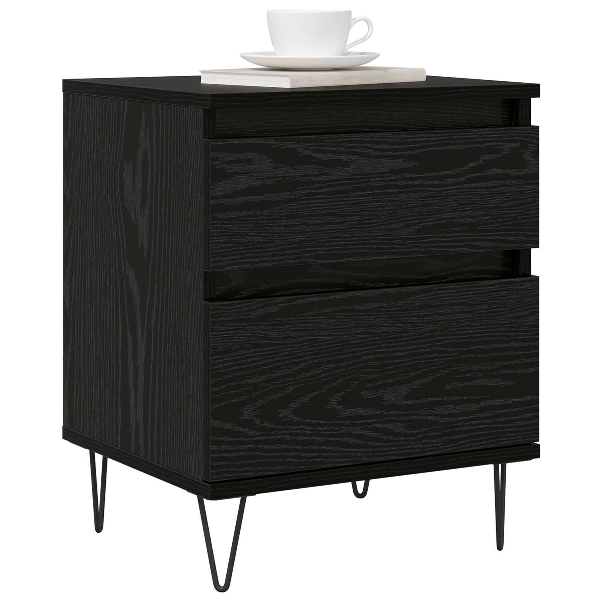 vidaXL Bed Cabinet Black Oak 40 x 35 x 50 cm Engineered Wood 3