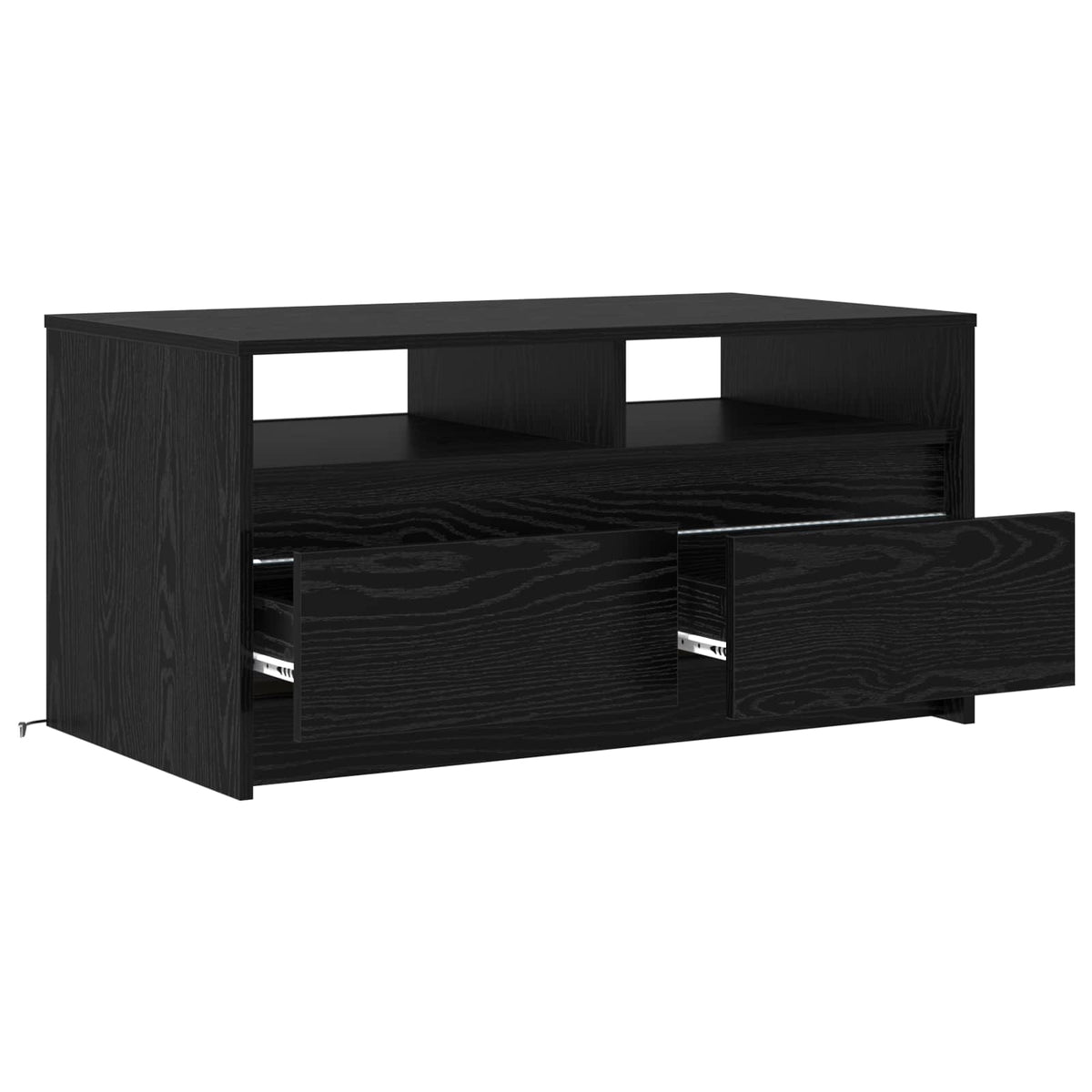 Coffee Table with LED Lights Engineered Wood Black oak