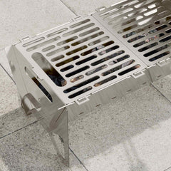 vidaXL Camping Fire Pit 42 x 22 x 18 cm Stainless Steel Silver 3