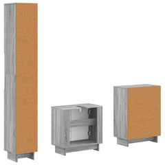 3 Piece Bathroom Cabinet Set ALKMAAR Grey Sonoma Vertical stripes