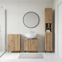 3 Piece Bathroom Cabinet Set ALKMAAR Artisan Oak Round edge stripes