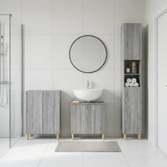 3 Piece Bathroom Cabinet Set ALKMAAR Grey Sonoma Full vertical stripes
