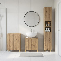 3 Piece Bathroom Cabinet Set ALKMAAR Artisan Oak Leaf pattern