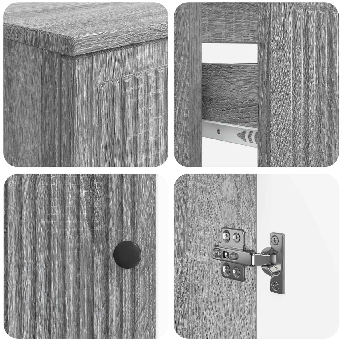 2 Piece Bathroom Cabinet Set ALKMAAR Grey Sonoma Vertical stripes