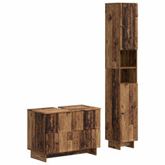 2 Piece Bathroom Cabinet Set EDE Engineered Wood Old Wood Vertical stripes