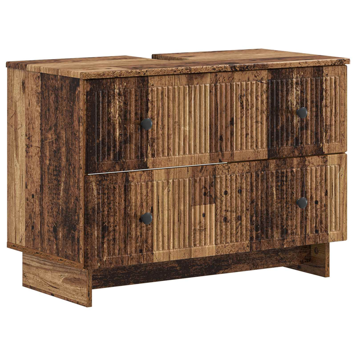 2 Piece Bathroom Cabinet Set EDE Engineered Wood Old Wood Vertical stripes