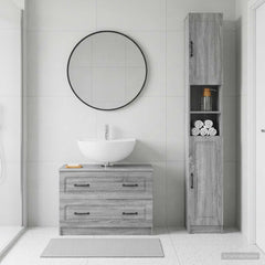 2 Piece Bathroom Cabinet Set ALKMAAR Grey Sonoma O-shape